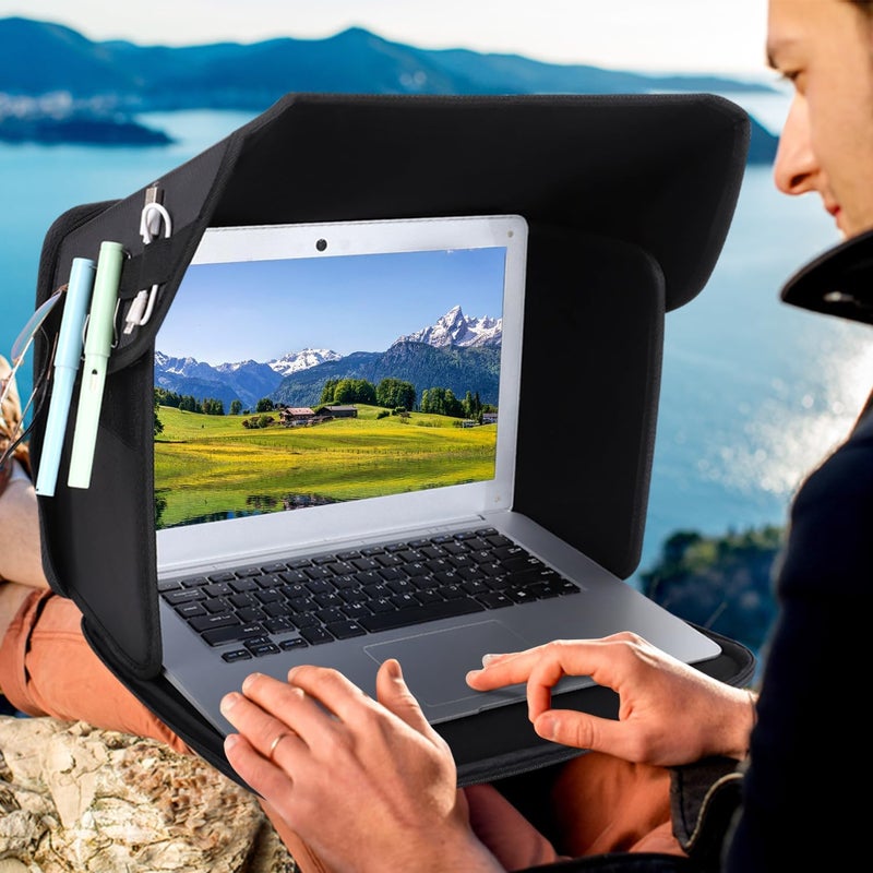 YUMTIM Laptop Sun Shade Laptops Sun Glare Shield Laptop Sunshade Bag for Working Outside Privacy Screen Hood Foldable Shield Cover 15-16'' (Patent Pending) - Image 3